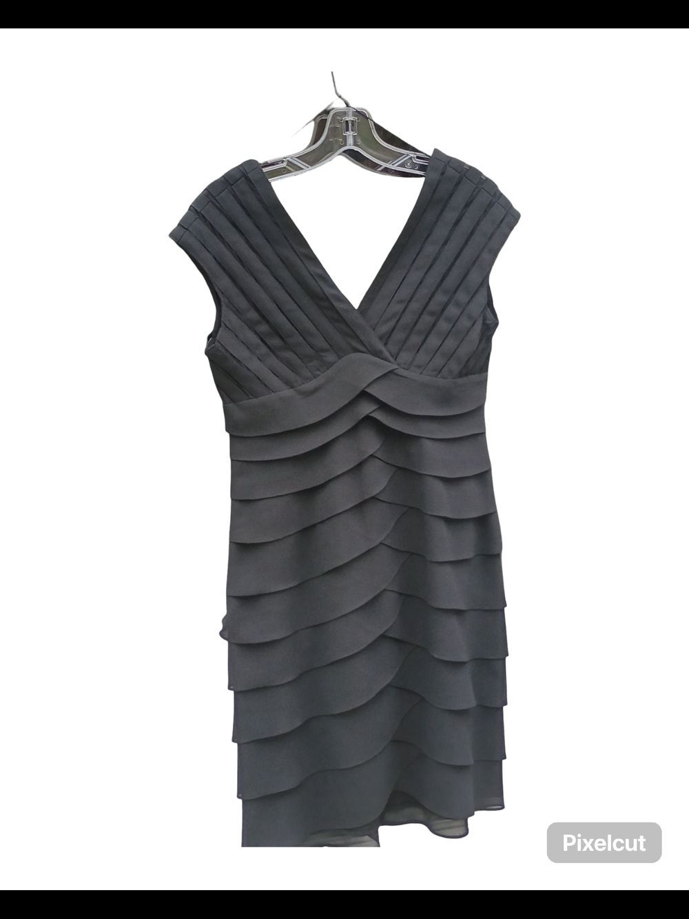 Vintage Scarlett Nite Pleated V-Neck Tiered Midi Dress Size 6 - Picture 4 of 14